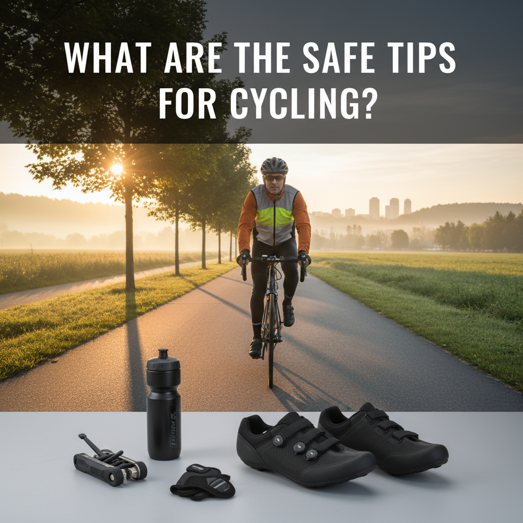 Professional blog header image for article titled: What are the safe tips for cycling. High quality, relevant imagery, clean composition.
