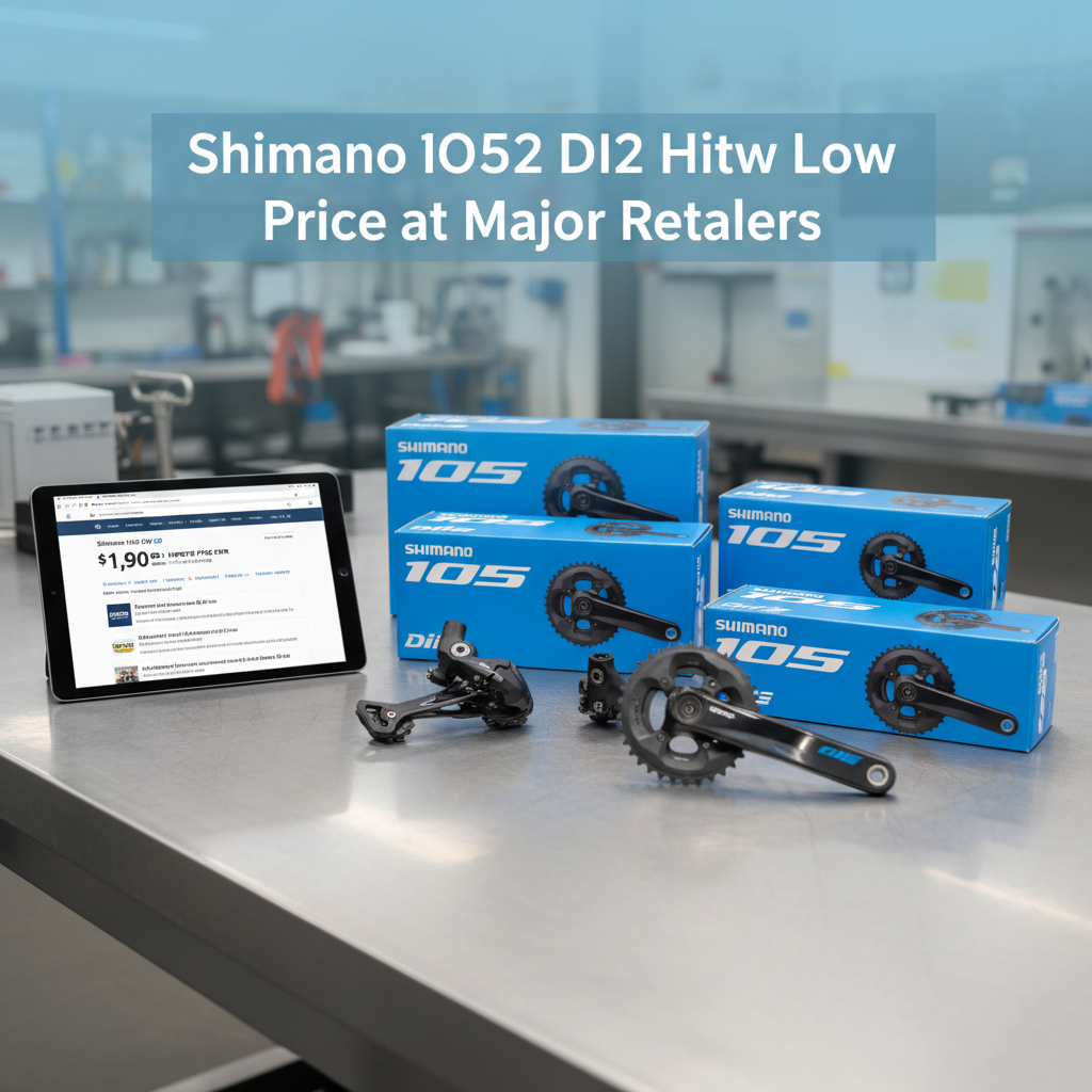 Professional blog header image for article titled: Shimano 105 Di2 Hits New Low Price at Major Retailers. High quality, relevant imagery, clean composition.