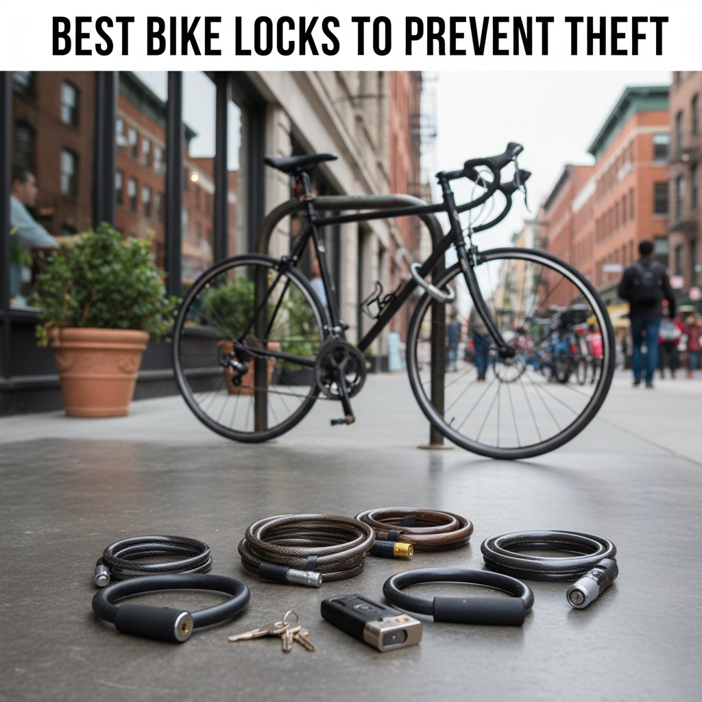 Professional blog header image for article titled: Best Bike Locks to Prevent Theft. High quality, relevant imagery, clean composition.