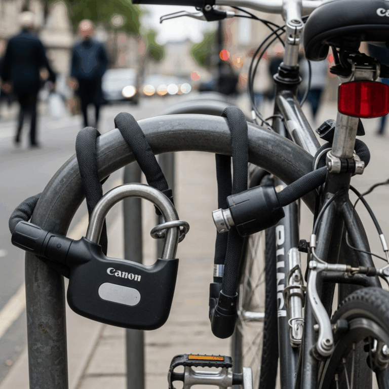 d lock and chain lock side by side securing a bicycle to a m 20260331 084628