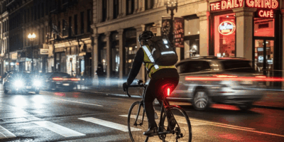 urban cyclist riding at night with bright front and rear lig 20260331 084619